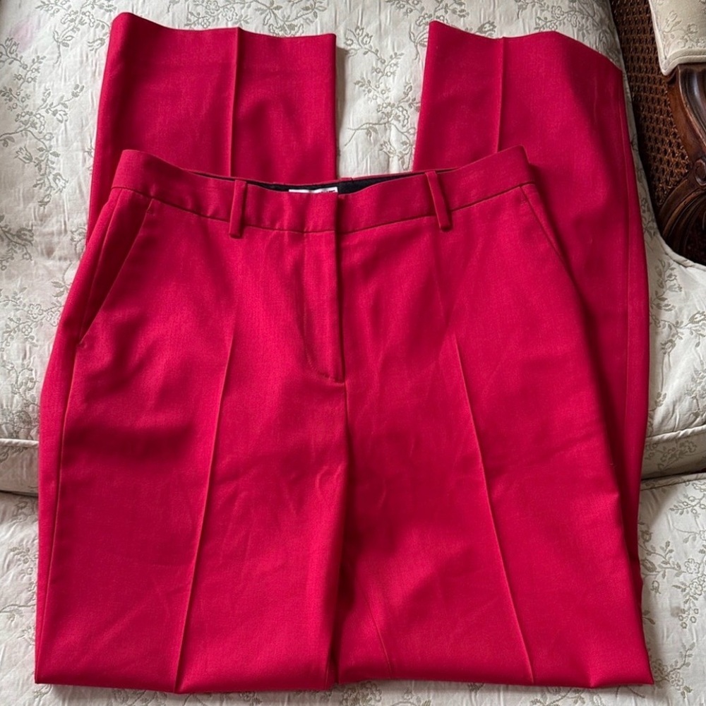 Argent Women's Red Straight Leg Wool Pants Size 8